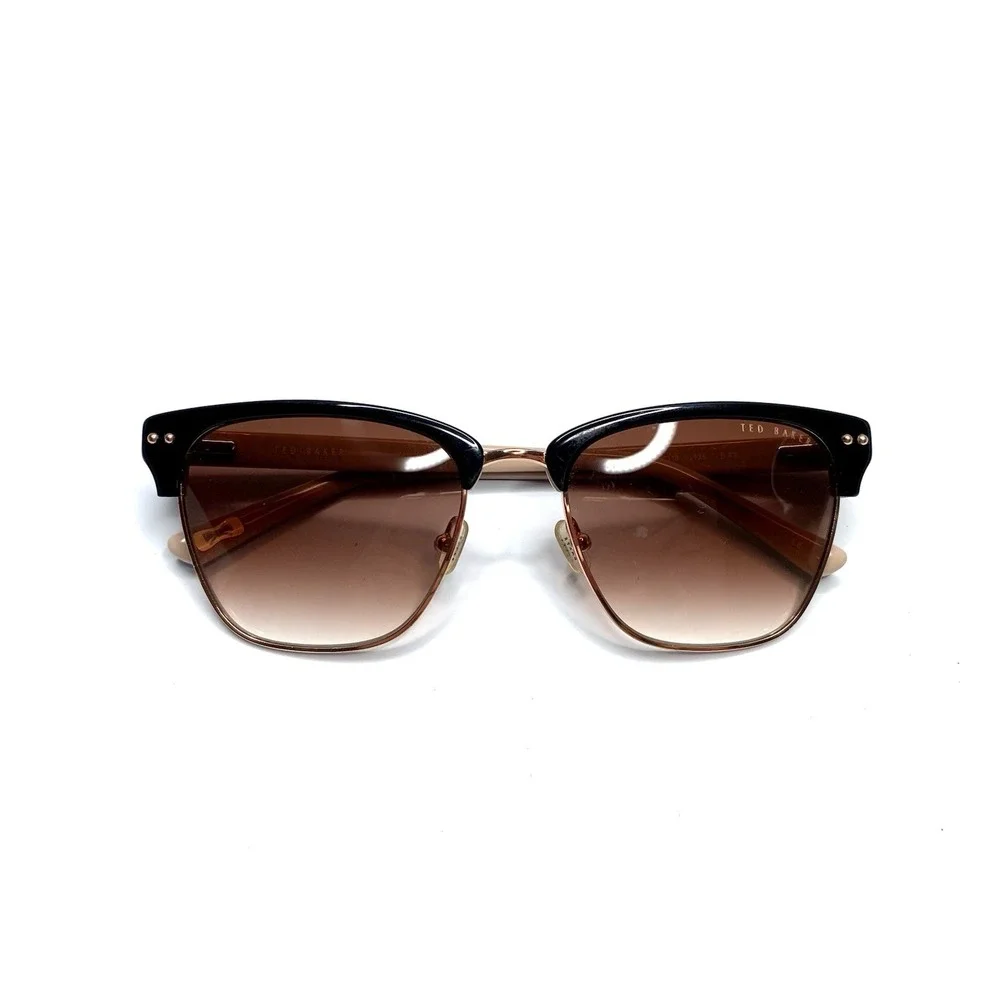 Ted Baker Black Rose Metal Taupe Clubmaster Sunglasses TB108 BLK 52 18 135